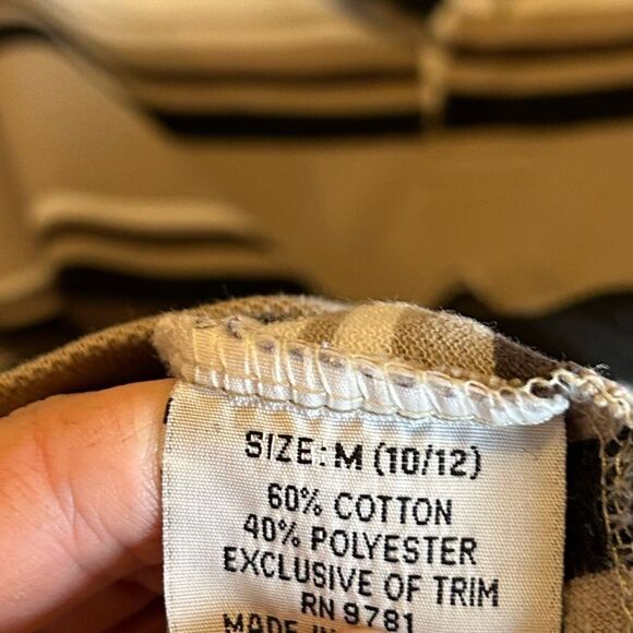 5 for $25🔥Boys Medium (10-12) Old Skool Tan & Black Striped Polo Shirt - Picture 4 of 5